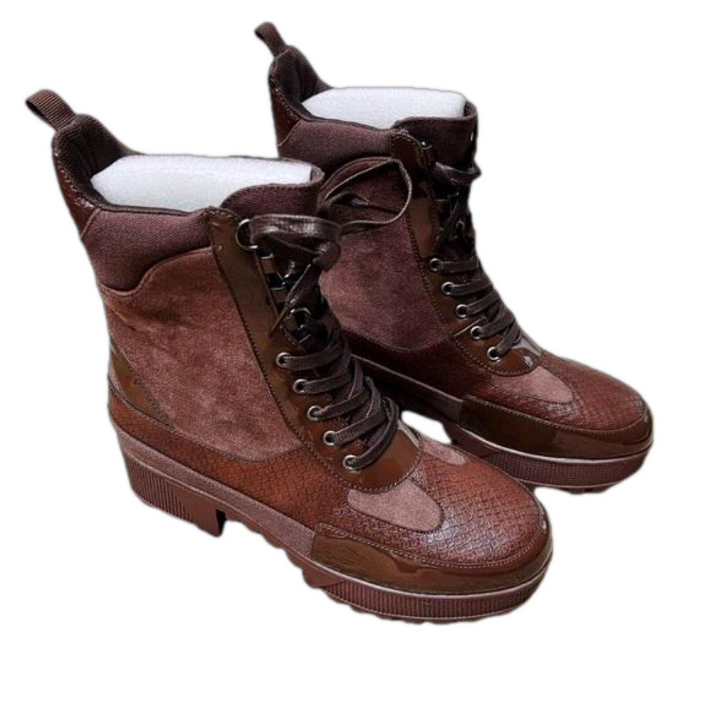 Cape Robbin Brown Lace-Up Wedge Combat Boots